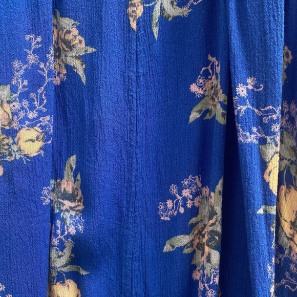 Free People Tree Swing Sleeveless Tunic Top Mini Dress Blue Floral Oversized XS - Picture 4 of 7